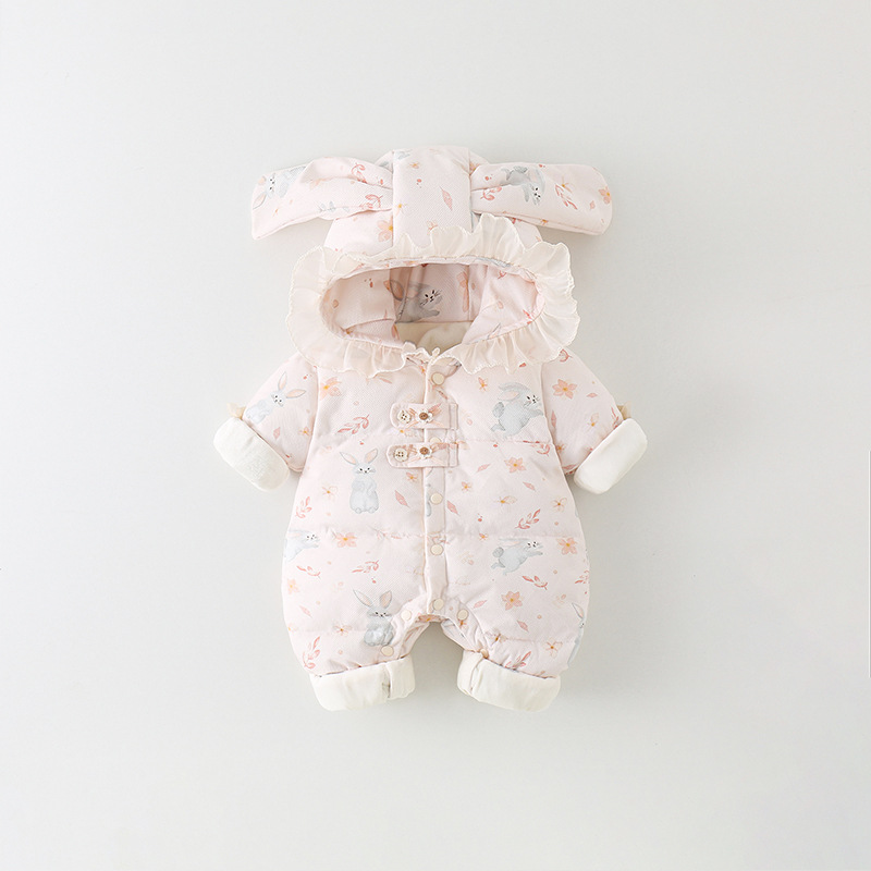 등산 의류 겨울 퀼트 코튼 베이비 슈퍼 귀여운 한 살짜리 생일 원피스  등반 의류