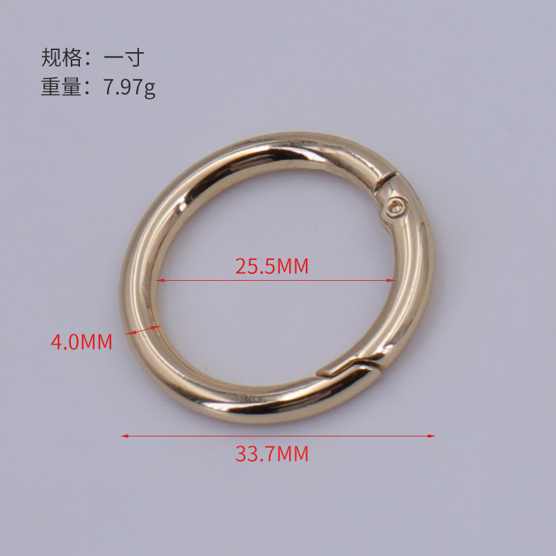 メーカーぶら下げ金メッキ金属ラウンドバックルオープンリングバックルキーアクセサリーバックルライトゴールド亜鉛合金スプリングリング|undefined