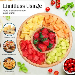 Dessert table dessert glass cover with bamboo tray creative transparent dustproof cake glass cover food cover cake plate fruit plate
