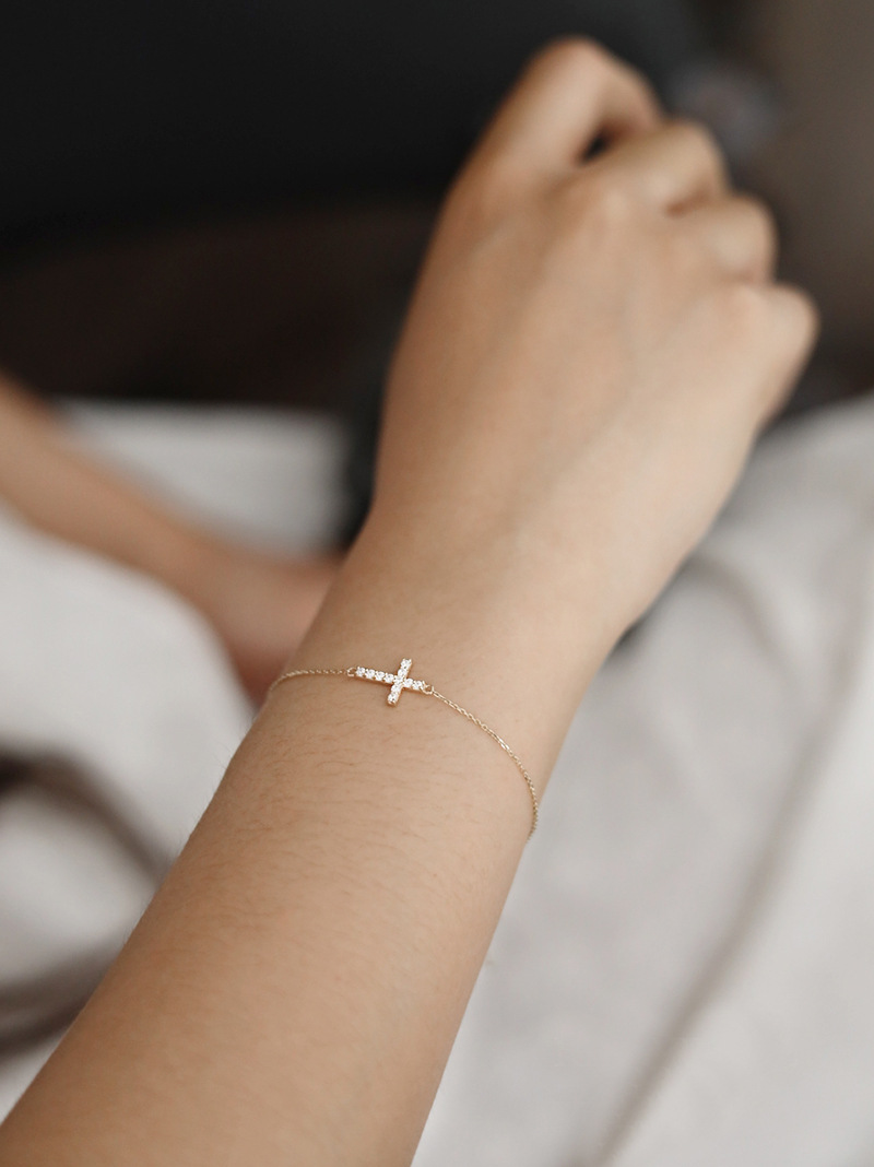 1 Pieza Plata De Ley 925 Cruzar Circón Plata De Ley 925 Cadena Portacables Pulsera display picture 9