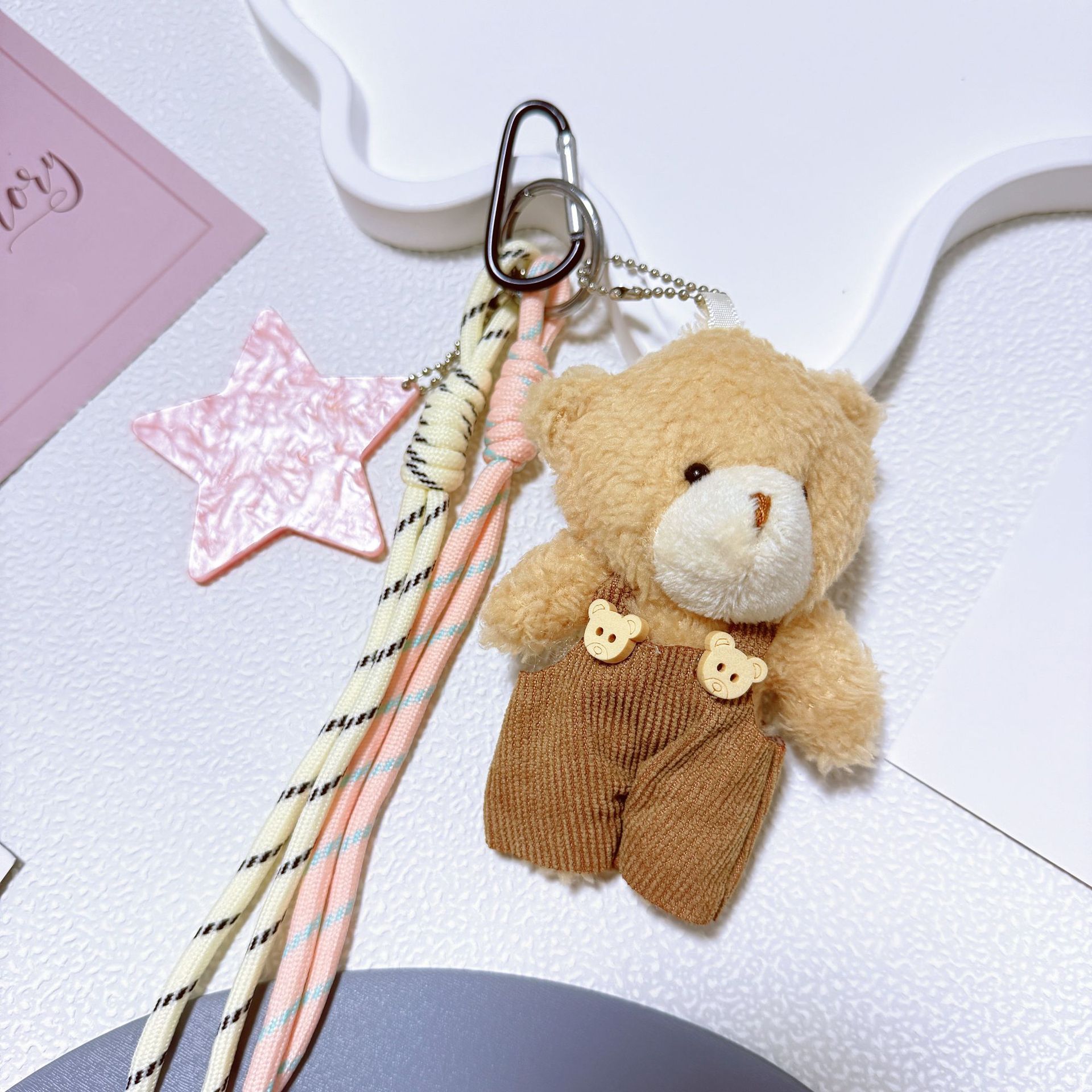 Pelusa dopamina diy Bears bolsos colgantes lindos caricaturas Bears béisbol llaveros Miu 系 colgantes de cuerda trenzada