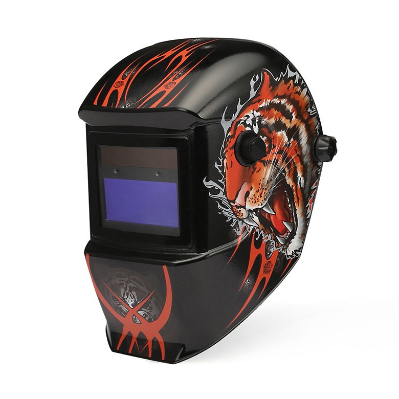 老虎印花自动变光焊接面罩电焊焊接帽子头戴式焊工面具ALOE-433E