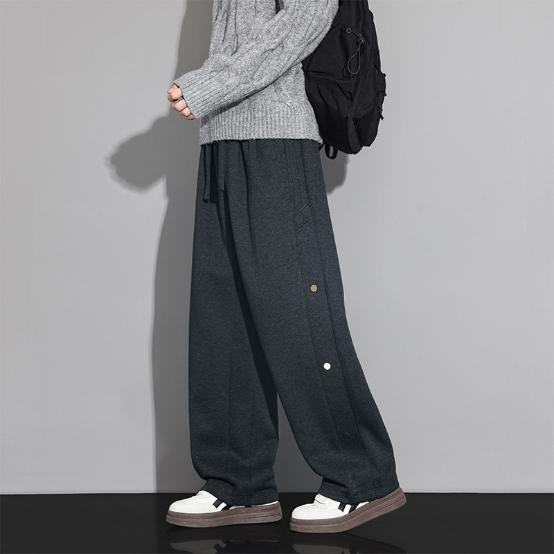 JYF2713 Plus Size Men's Casual Loose 2026 Fall/Winter New Daily Autumn Casual Pants Curved Wide-Leg Pants