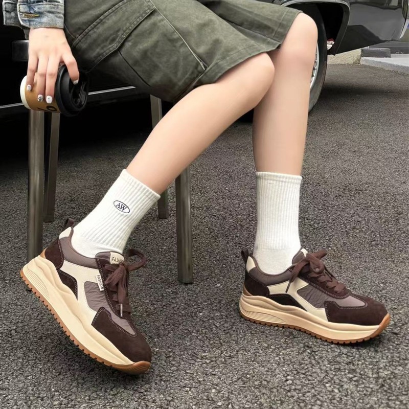 华夫阿甘鞋女2025秋季新款爆款超火厚底增高轻便休闲运动老爹鞋子|undefined