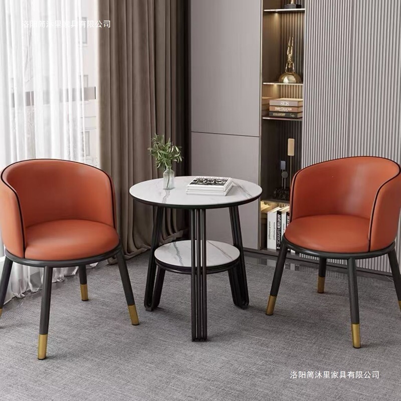 Light Luxury Negotiation Table and Chair Set, One Table and Two Chairs, Modern Minimalist Anti-Slip Slate Small Round Table, Hotel Reception Table and Chair Set Light Luxury Negotiation Table and Chair Set, One Table and Two Chairs, Modern Minimalist Anti-Slip Slate Small Round Table, Hotel Reception Table and Chair Set