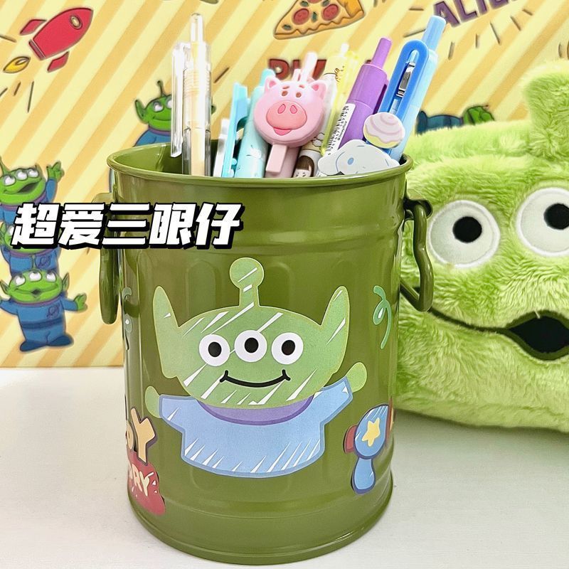かわいいピンクの鉄のバケツイチゴ収納バケツ学生寮デスクトップ収納ボックスインリトルレッドブック同じクマペンホルダー|undefined
