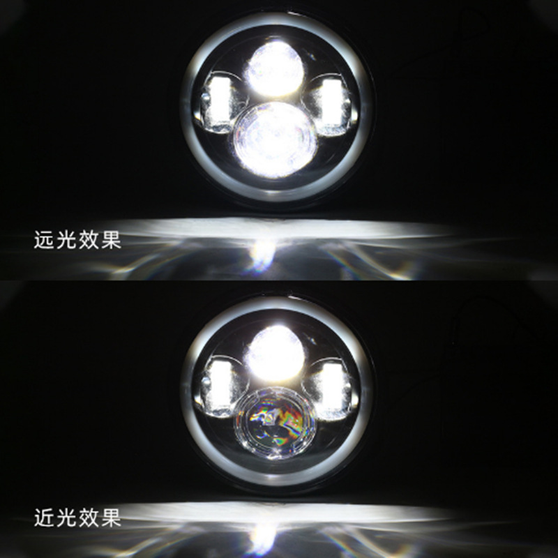 Luz de apertura colorida, faro de motocicleta, faro Wrangler, faro de Harley, faro de automóvil modificado, faro LED