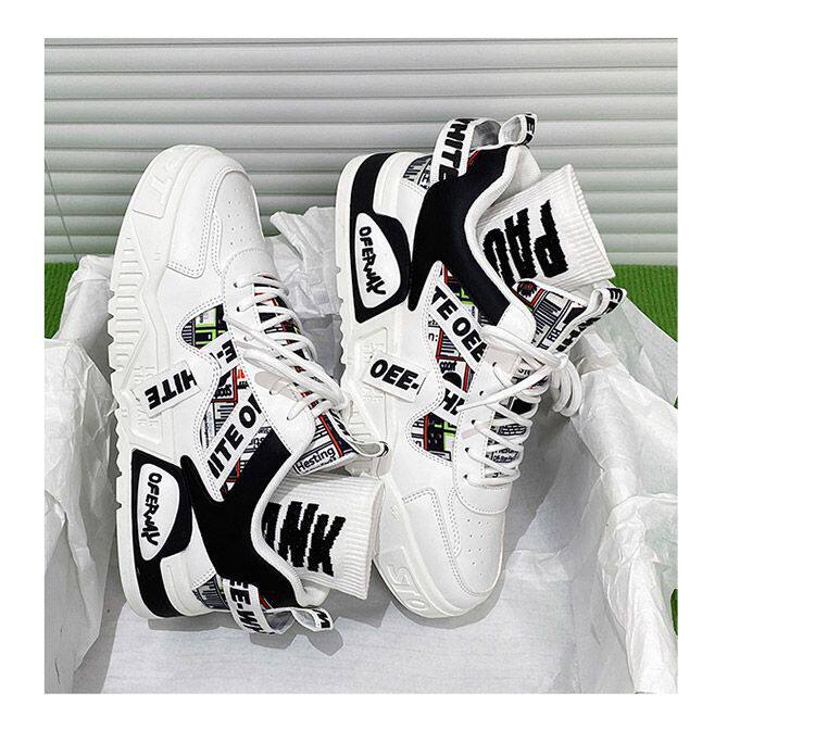 Giày thể thao nam màu trắng thoáng khí đế dày phong cách Hàn, giày sneaker đa năng thắt dây — E161 trắng đen, Màu Kaki E161 chi tiết 17