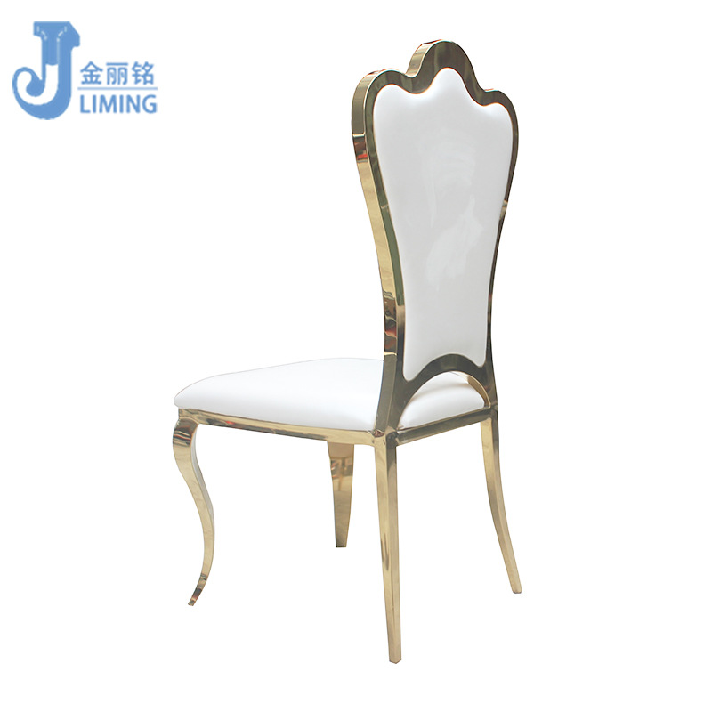 Fábrica al por mayor muebles de sala de estar Silla de comedor de acero inoxidable Silla de banquete de hotel corona de onda Europea SILLA DE ACERO INOXIDABLE