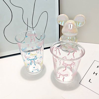 かわいいインリボンガールガラス家庭用高価値ウォーターカップ朝食ミルクカップコーヒーカップホットスタイル|undefined