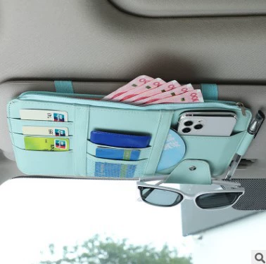 storage bag card holder car | Car Glasses Clip/Bill Clip - ordinary-blue-with-chain