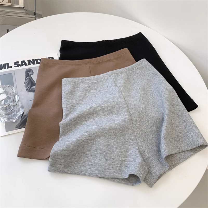 High Waist Stretch Pants Women's Outer Wearing Solid Color Inner Slim-Fit Slimming Sports Hot Pants Yoga Shorts Trendy