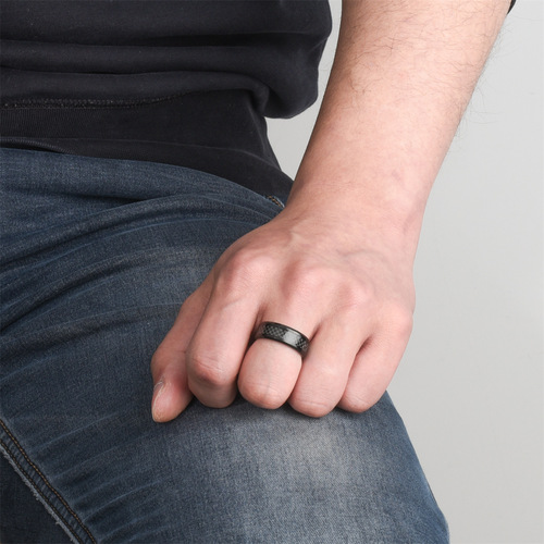 European and American titanium steel men's tail ring cross-border hot selling stainless steel carbon fiber ring wish ring