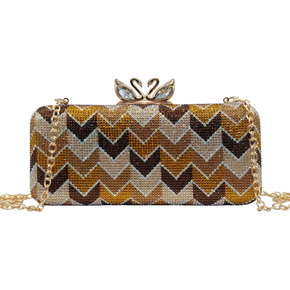 Clutch nữ đính đá lấp lánh hai mặt cầm tay dự tiệc — Đen trắng, màu hồng, màu vàng, màu đỏ chi tiết 6