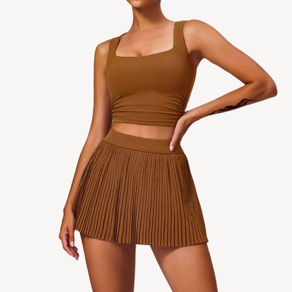 Nuevo conjunto de deportes al aire libre de nube transpirable, mujer ajustada, yoga, cintura y cintura, falda de fitness