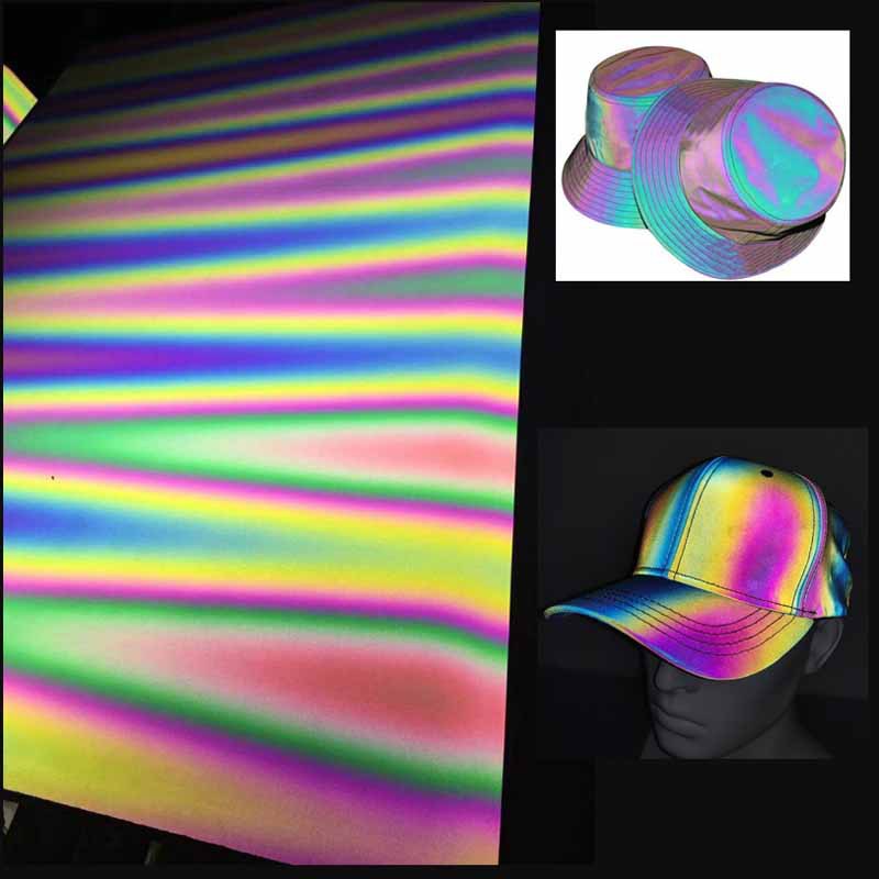 厂家供应彩色反光TC布服装用七彩反光弹力布高亮背包帽子反光面料