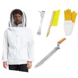 养蜂5件套 半身太空服防蜂手套三用起刮刀割蜜刀蜂刷养蜂工具蜜蜂