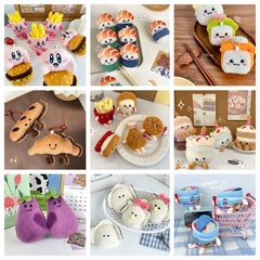 かわいい食べ物の人形のキーホルダーのぬいぐるみのケーキの人形のハンバーグのポテト
