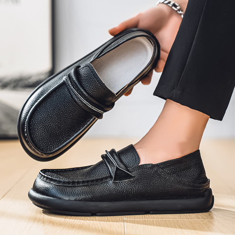 Zapatos perezosos moda de verano zapatos de cuero de cabeza grande de todo fósforo zapatos casuales cómodos de suela suave para hombres zapatos de negocios de moda para hombres