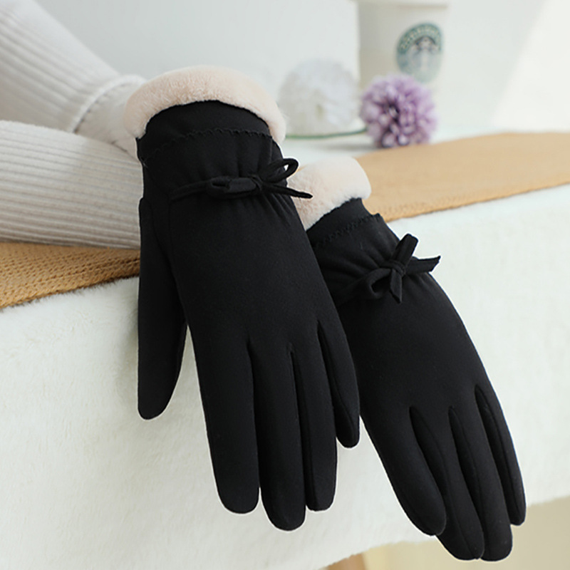 Guantes térmicos para mujer con forro polar para montar y conducir engrosados ciclismo a prueba de viento al aire libre de terciopelo a prueba de frío Otoño e Invierno guantes