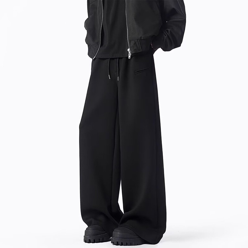 Advanced Sense Black Straight Pants Men's Spring New American Fashionable Casual Wide Leg Pants Loose Sports Pants