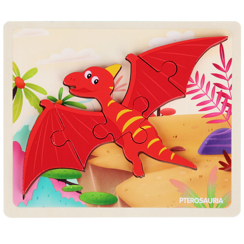 Rompecabezas de dinosaurio cognitivo de dibujos animados transfronterizos para niños nuevos juguetes educativos para bebés rompecabezas tridimensional al por mayor