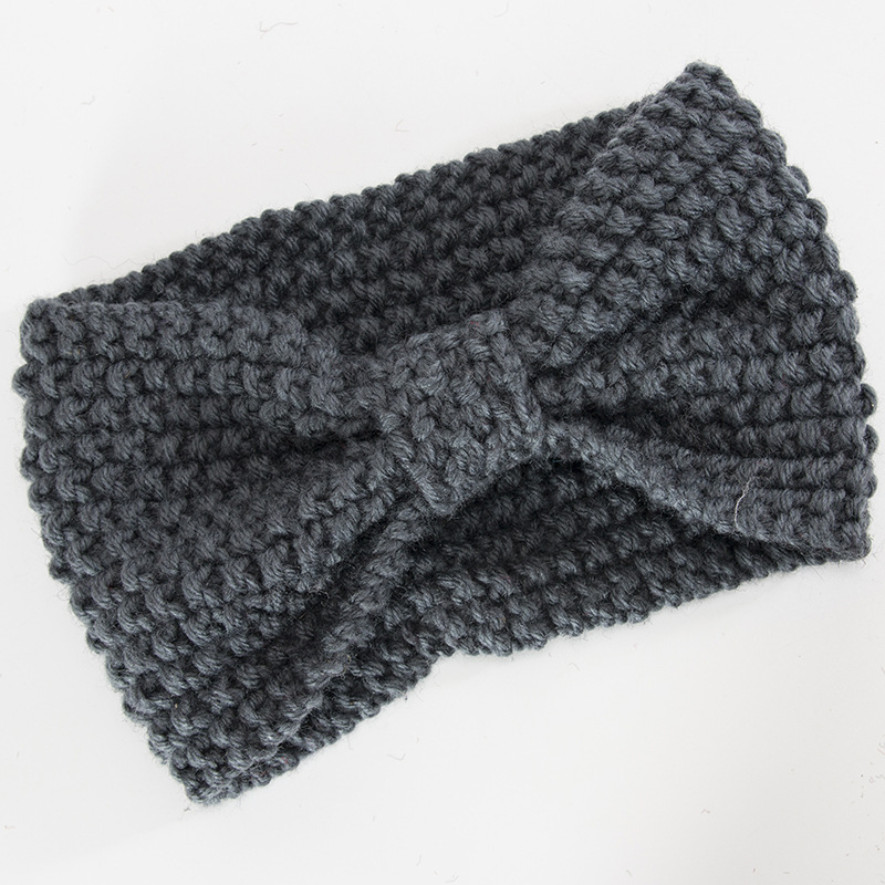 Fascia per maglione lavorata a maglia per accessori e fasce per capelli caldi con fiocco fatto a mano autunno inverno da donna_voghion.com