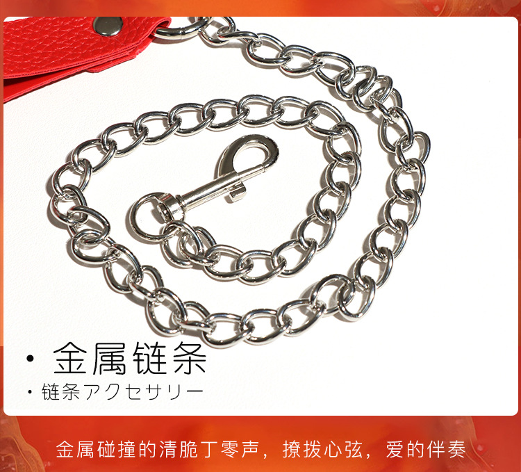 Soft-Faced Bondage Collar and Bed Restraint Set with Metal Clips, Red — detail image 21