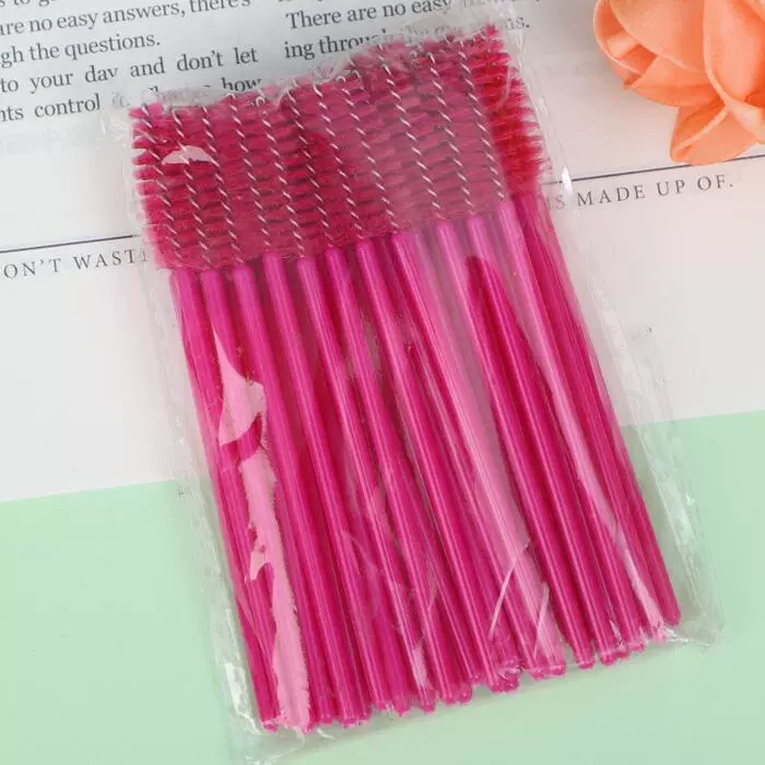 Eyelash Spoolie Brushes, Disposable Lash Brushes, Assorted Colors, Pack (50 pcs)