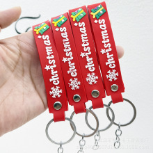 跨境圣诞皮绳四接链挂件卡通公仔配件pvc挂件手绳钥匙链挂绳批发
