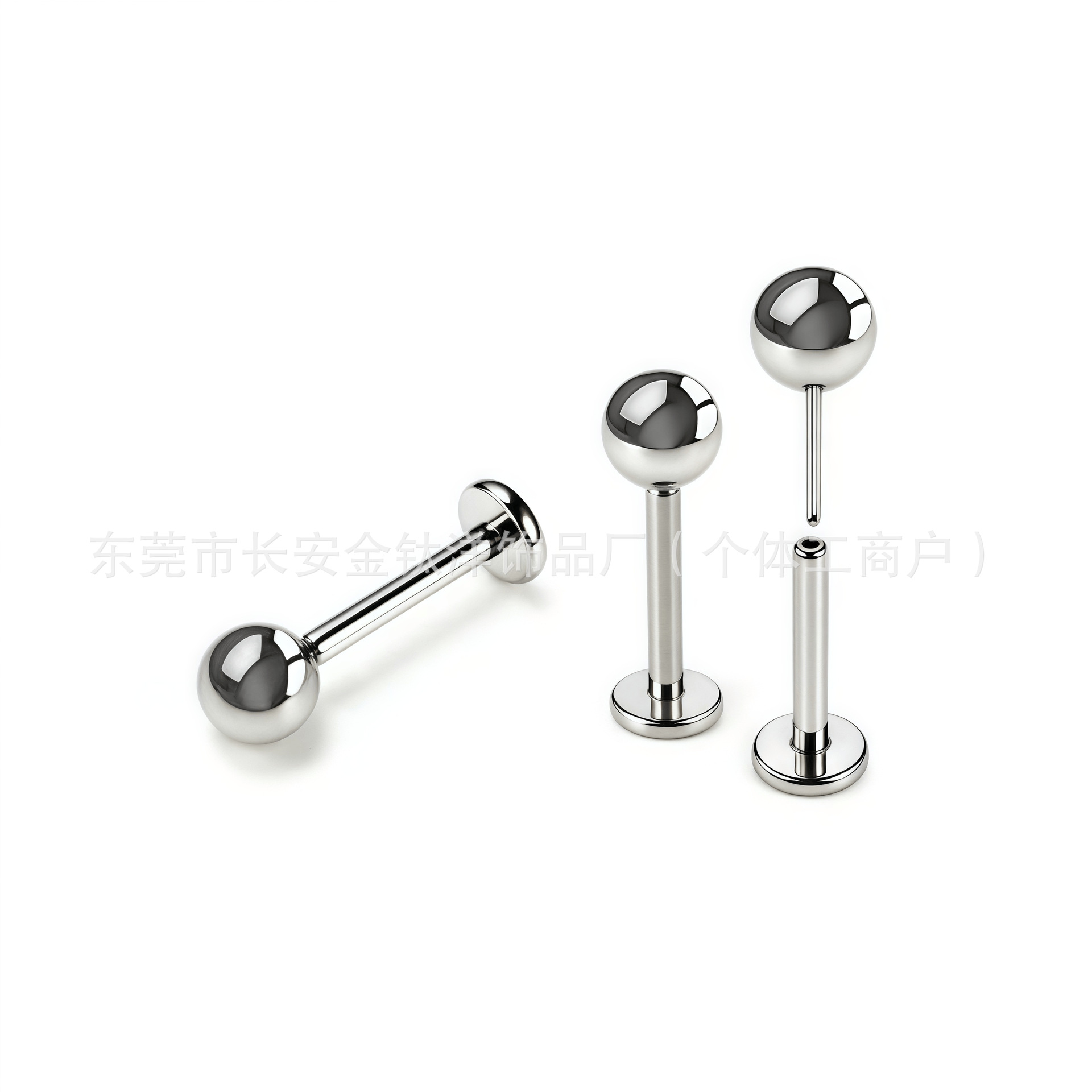 F136 Titanium Pin-Type Round Ball Lip Stud Earrings Nose Stud Ear Bone Stud Body Piercing Jewelry detail image 4