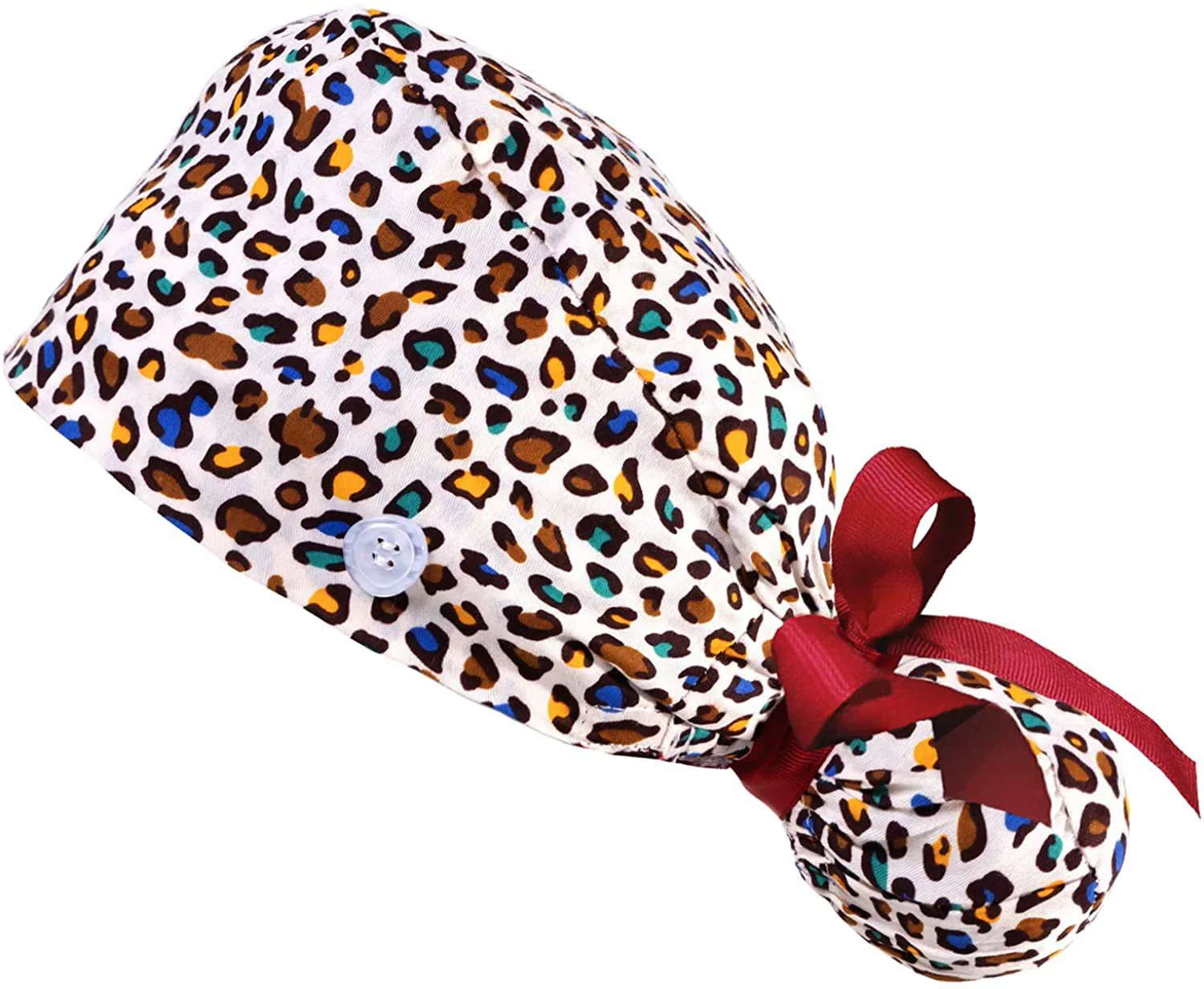 Adjustable ponytail, hat, with buttons, flowered
