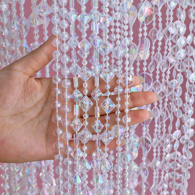Colorful Transparent Beaded String Chain for Wedding Ceiling Decoration, Living Room Window Decoration, Bead Curtain, Door Curtain, Partition Curtain Making Materials Colorful Transparent Beaded String Chain for Wedding Ceiling Decoration, Living Room Window Decoration, Bead Curtain, Door Curtain, Partition Curtain Making Materials