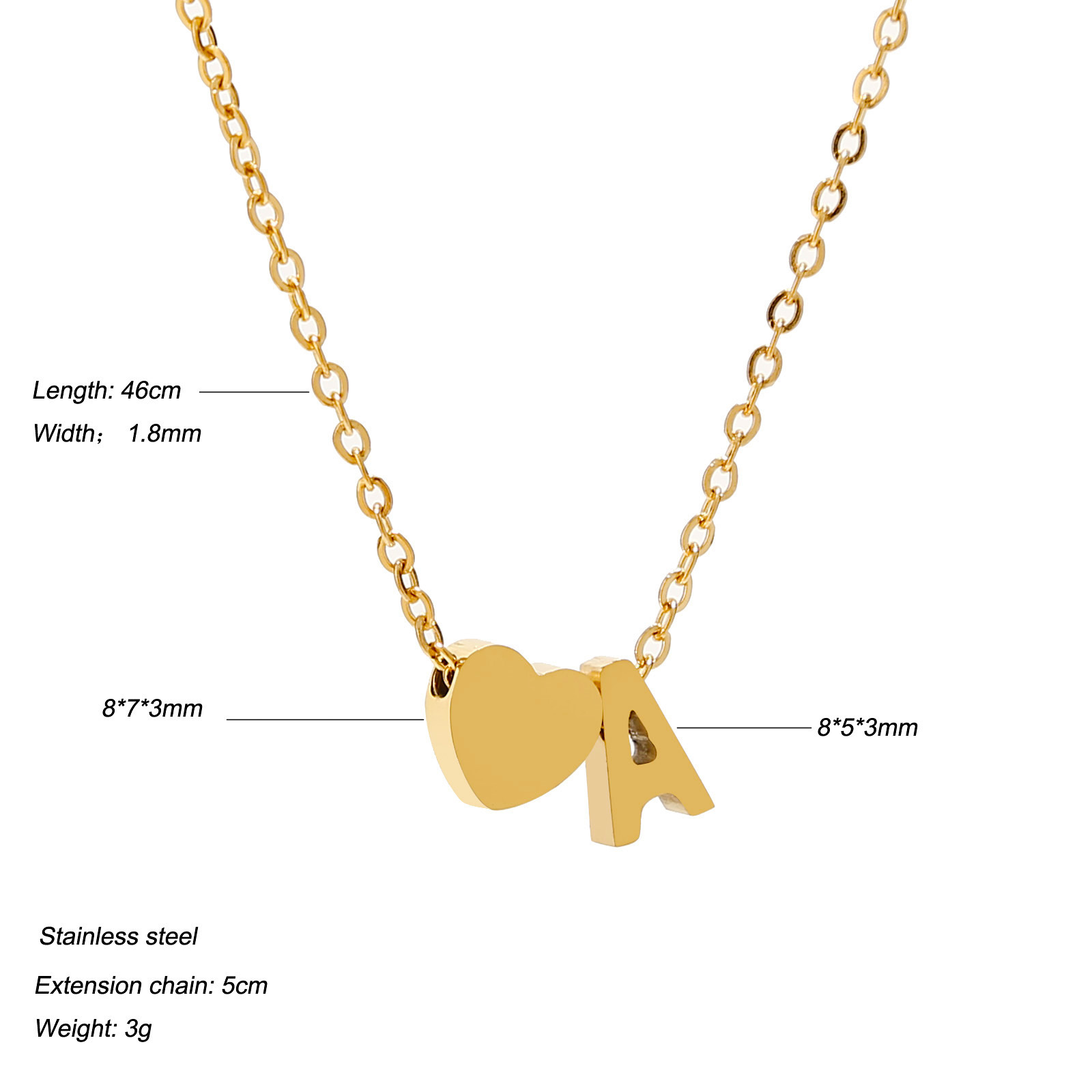 Fashion Letter Heart Shape Stainless Steel Plating Necklace