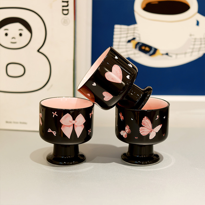 Nicho Zhongins personalidad creativa taza de aroma de cerámica retro taza de café de oficina de alto valor de té de la tarde taza de pies altos