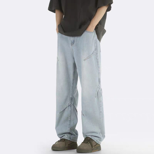 American retro design men's summer high street cool stylish versatile loose work straight-leg pants