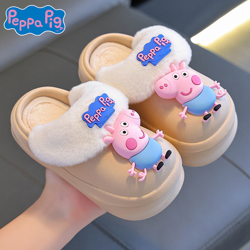 Piggy Page zapatillas de algodón de invierno para niños, niños y niñas, bolsas de terciopelo cálidas, tacones desmontables impermeables para zapatos caseros de bebé