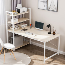 .电脑桌台式书架一体家用卧室置物架写字桌子简约租房办公桌椅组