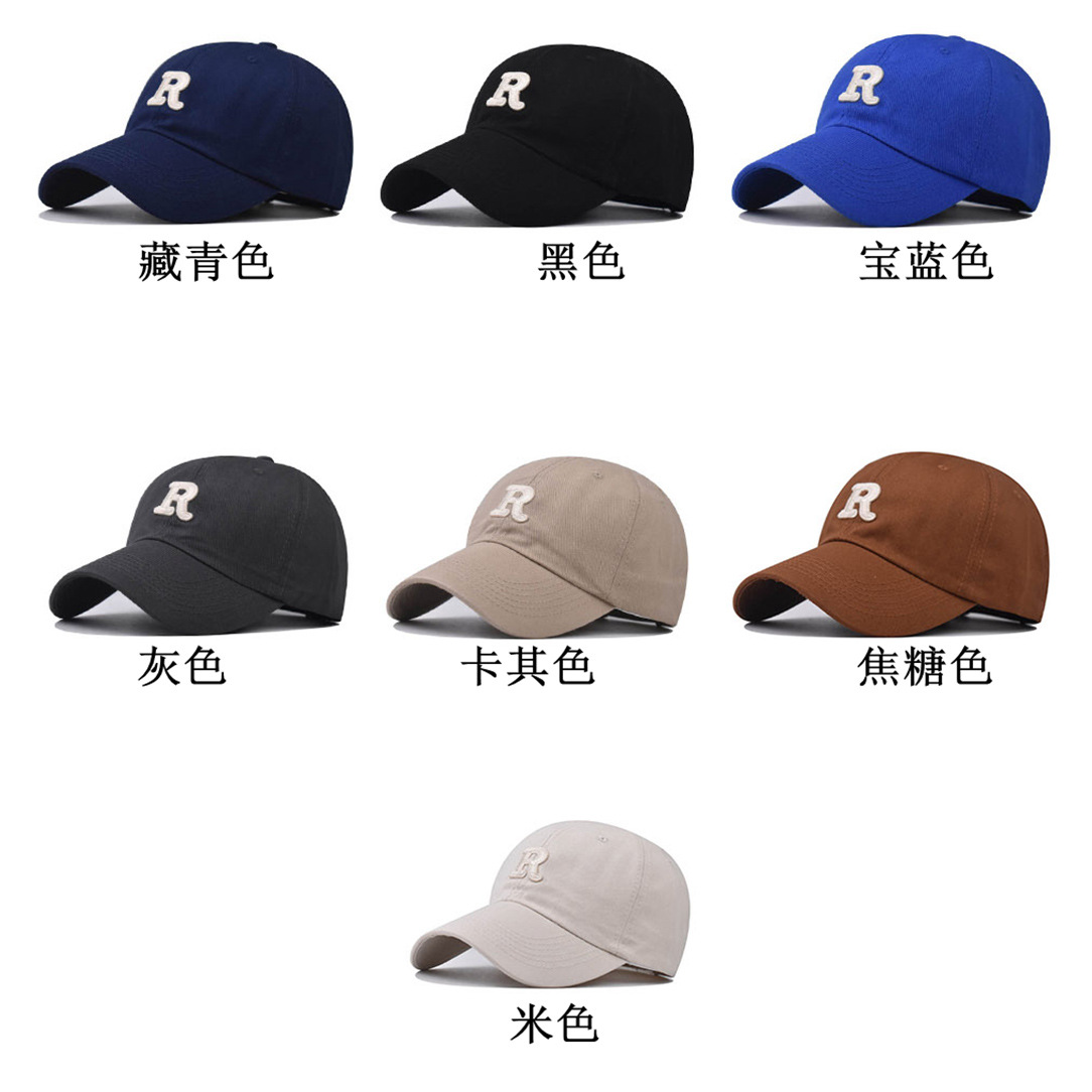 Nueva letra R extra grande gorra de profundización bordada de algodón gorra de béisbol para hombres y mujeres gorra de pico al aire libre
