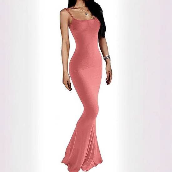 Kardashian Skims Pure Desire Slim-Fit European and American Tight-Fitting Backless Long Dress Sexy Long Gown Fashion