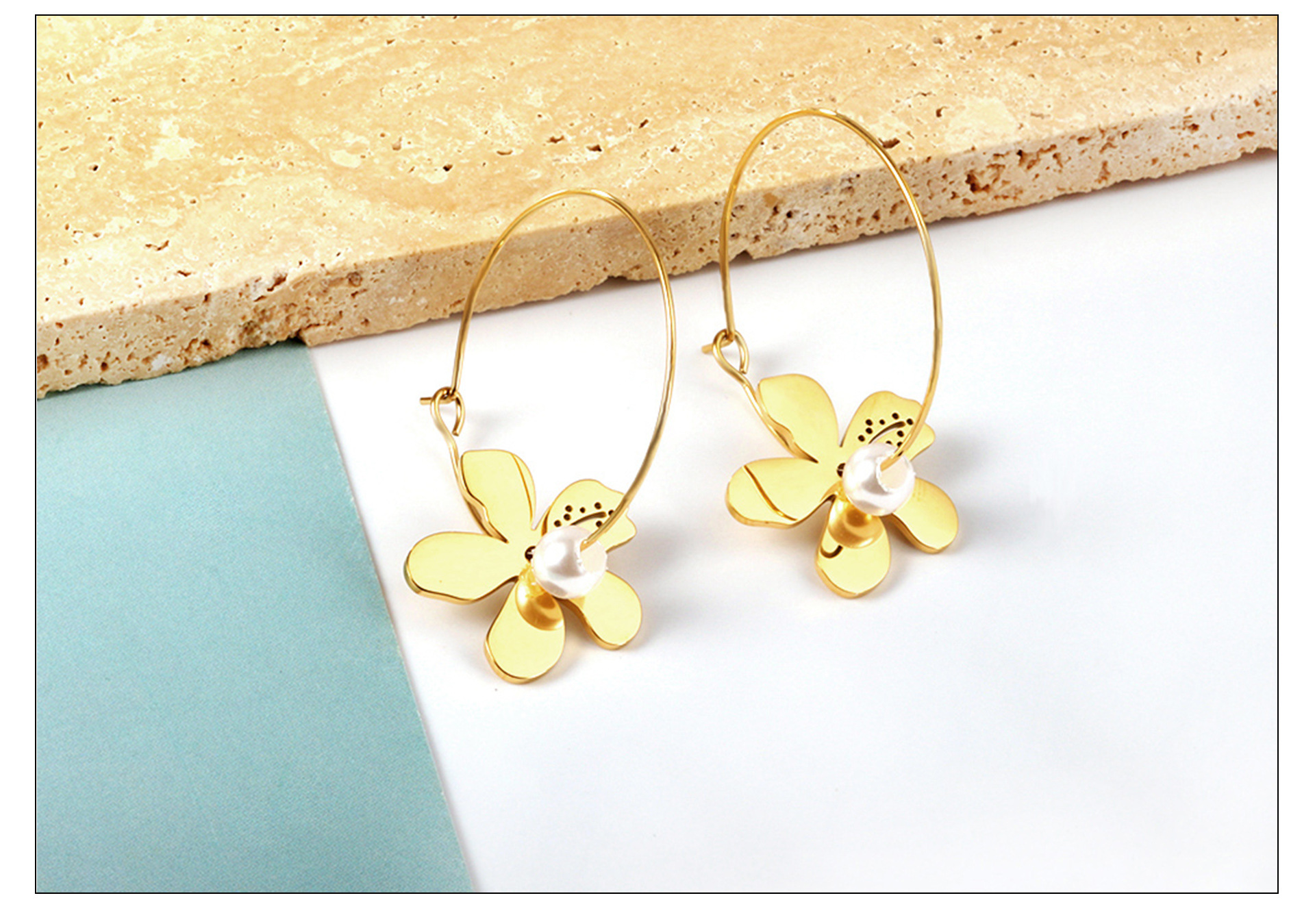 Fashion Heart Shape Flower Stainless Steel Plating Drop Earrings 1 Pair display picture 14