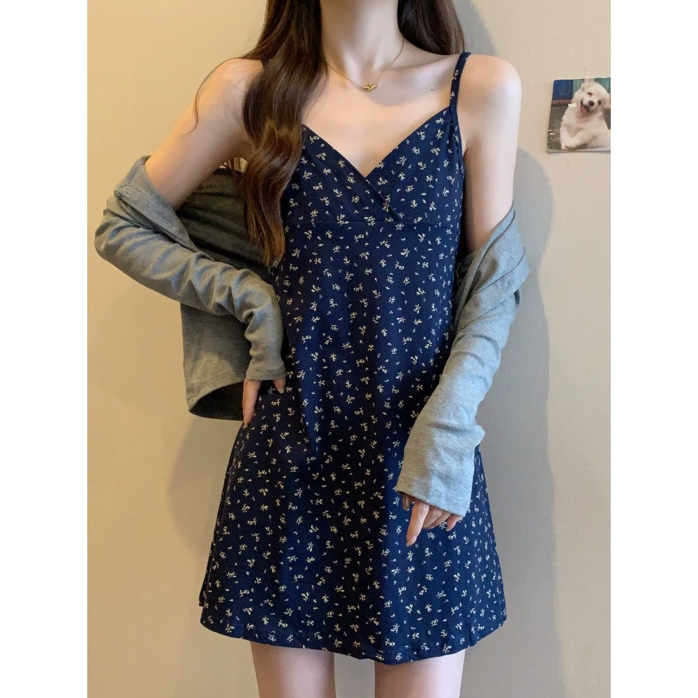 Плюс размер, уменьшающая возраст юбка на подтяжках для женщин, лето 2025, новый стиль, кардиган, платье, костюм из двух предметов, юбка