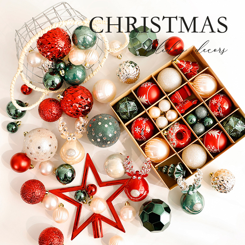 Decoraciones de Navidad Bolas de Navidad rojo, blanco y verde manchas Bolas de Navidad colgantes de árboles de Navidad dibujadas a mano Bolas de Navidad plásticas