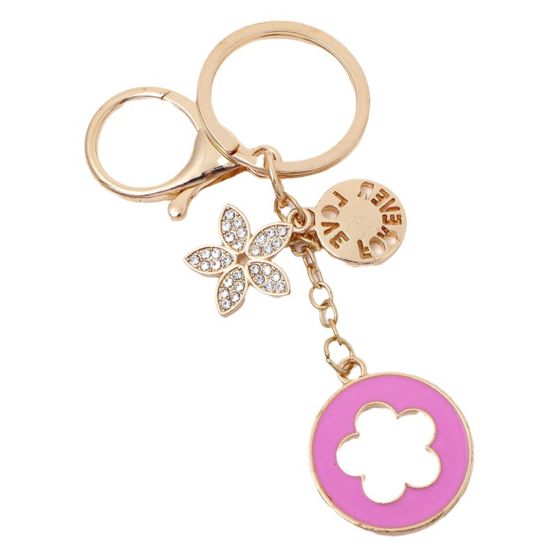 Новый брелок в Корейском стиле с бриллиантовым маслом и пятилистным цветком, модная сумка, металлическая подвеска, сумка-книга, цепочка, автомобильный брелок