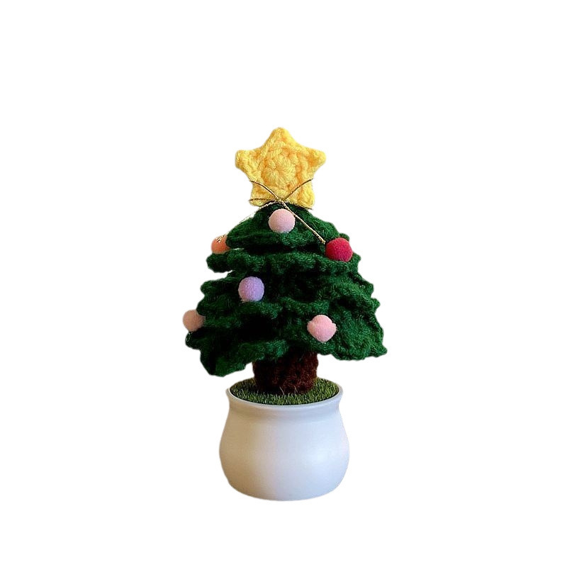 手織り DIY クリスマスツリー小さな鉢植え完成品デスクトップ装飾クリスマスクリエイティブギフト男性と女性の友人へ|undefined