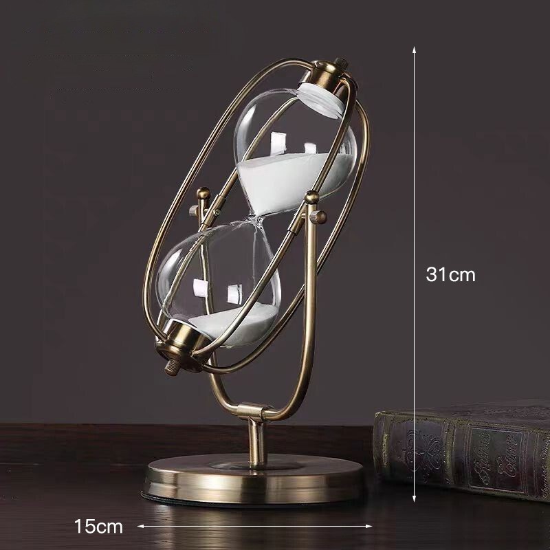 Metal 15 Minutes Gold Rotating Timer Hourglass Office Decoration Light Luxury Desktop Ornament_voghion.com