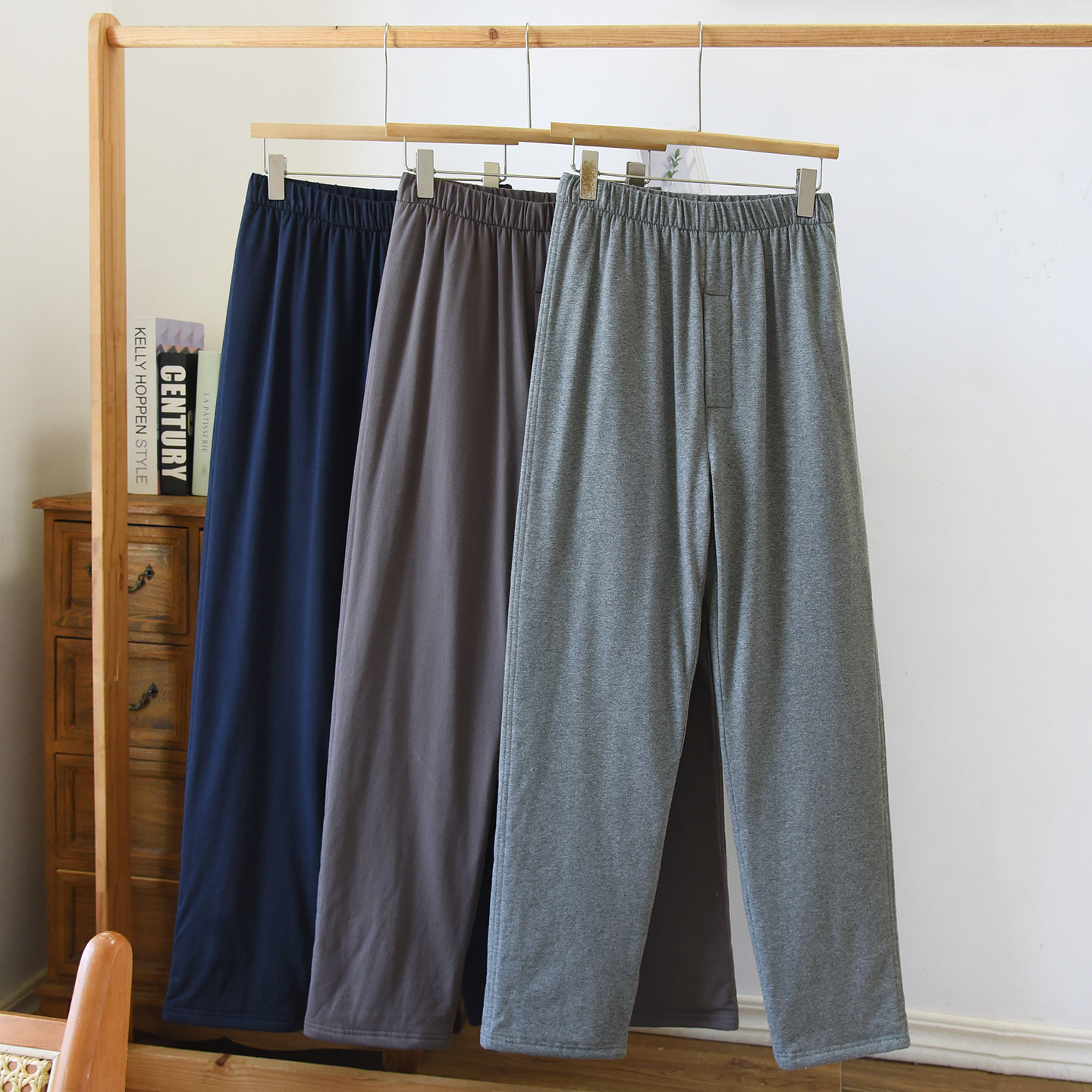 Men's pure cotton thermal pants for autumn and winter, thickened and padded, suitable for wearing inside or outside, designed for middle-aged and elderly men, not bulky, thin style