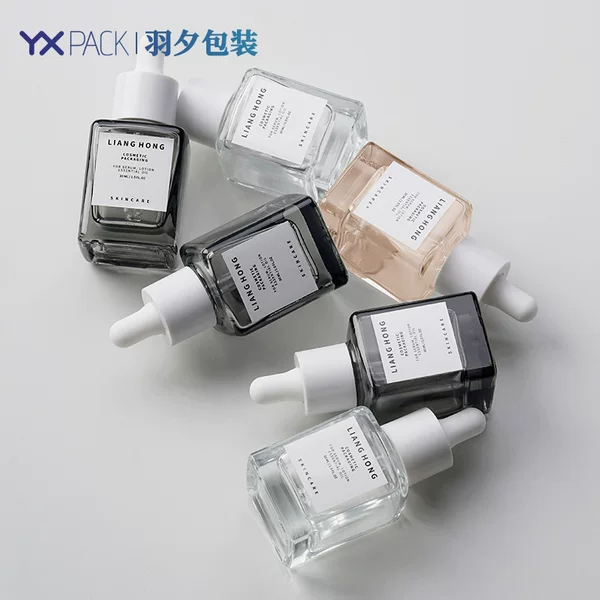 New 30ml Square Essence Bottle, Transparent Square Essential Oil Bottle, Cosmetic Liquid Dispensing Dropper Bottle