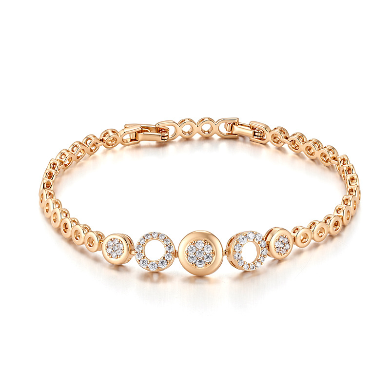 Xuping Europa y los Estados Unidos transfronterizos pulsera retro aleación de cobre chapado 18k color geométrico redondo hueco diseño de joyas de empalme