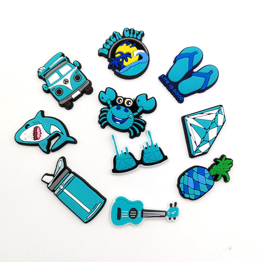 1 Set Quantity Daily, Street Occasion Crab Shark Shoe Accessories PVC Self-adhesive All Seasons Shoe Buckle